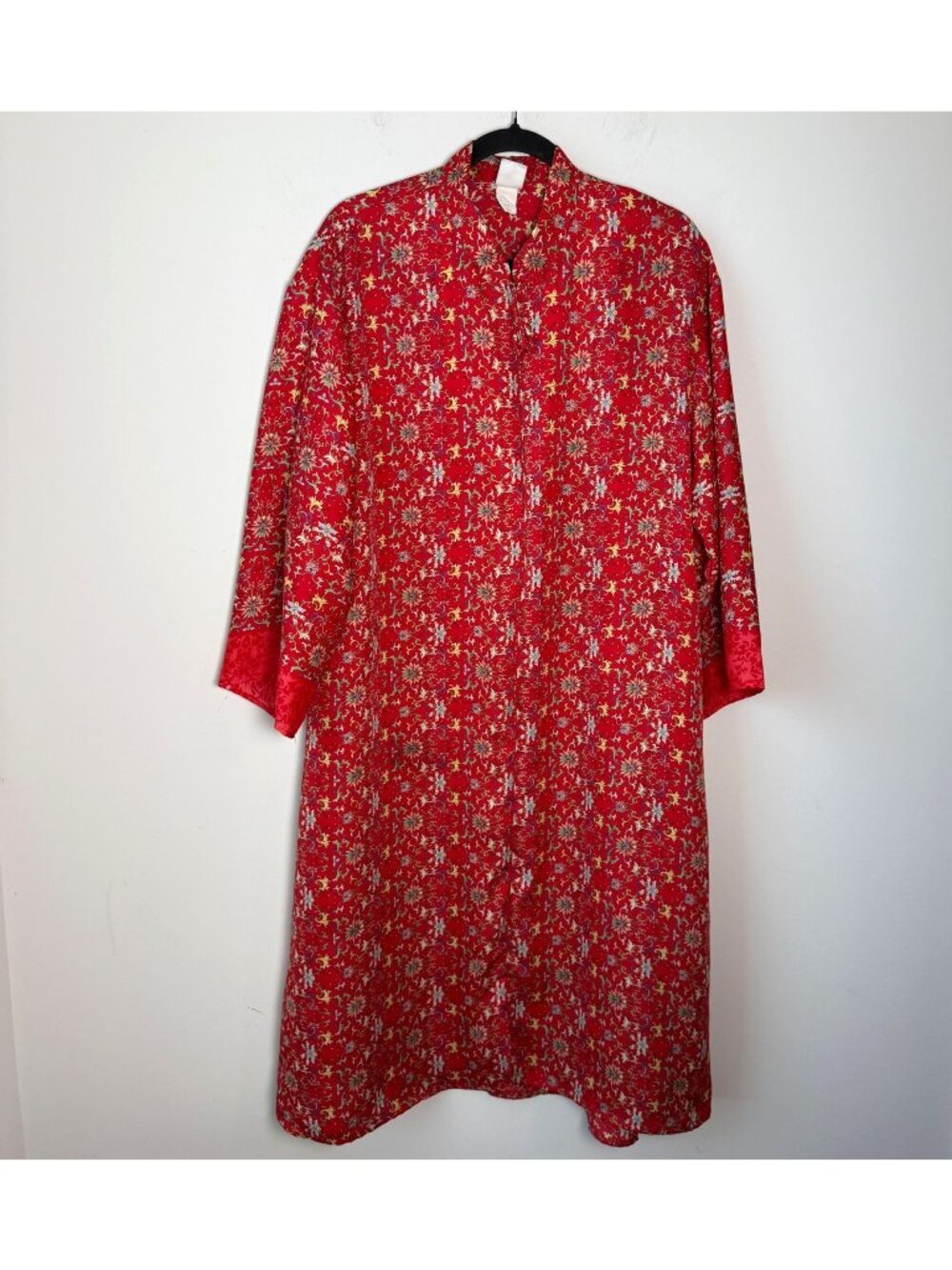 Natori Vintage Dressing Robe Caftan Style Ornamental Floral Scroll Print Size S